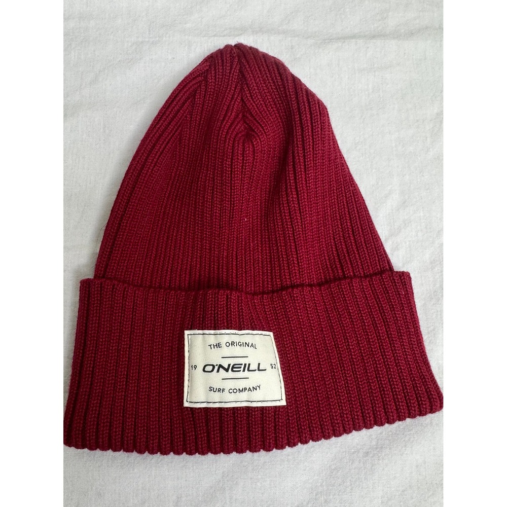 O'Neill Surf Company Red Ribbed Cuff Beanie Wool Blend Made in Canada
